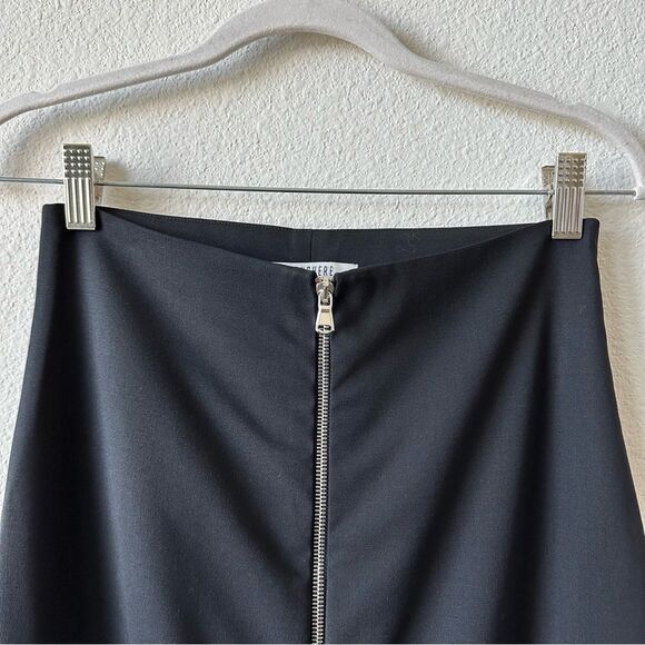 Gauchere A-line Exposed Zipper Wool Midi Skirt in Black Size 34 2 US - Picture 6 of 11